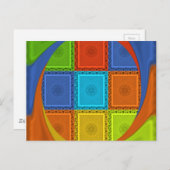 チェック柄の渦アートプリント ポストカード (正面/裏面)