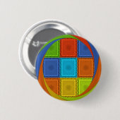 チェック柄の渦アートプリント 缶バッジ (正面&裏面)