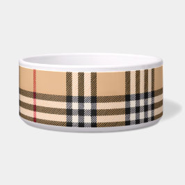 チェック柄の温かみのあるタンカラーベース 白 黒 茶 Tartan ボウル