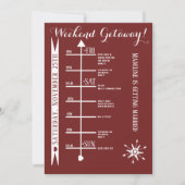 チェック柄の独身最後の週末旅行の予定 招待状 (正面)
