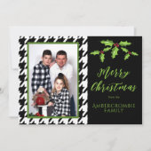 チェック柄の白黒家族写真 シーズンカード (正面)