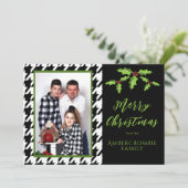 チェック柄の白黒家族写真 シーズンカード (スタンド正面)