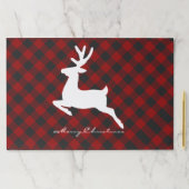 チェック柄の紙皿敷きの上のクリスマスツリーと鹿 ペーパーパッド (インサイチュ)
