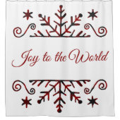 チェック柄の雪の結晶 シャワーカーテン (正面)