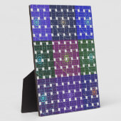 チェック柄の青と紫のアートプリント フォトプラーク (側面)