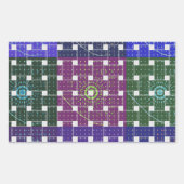 チェック柄の青と紫のアートプリント 長方形シール (正面)