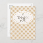 チェック柄の鴨の赤ちゃんシャワーの感謝カード ポストカード (正面/裏面)