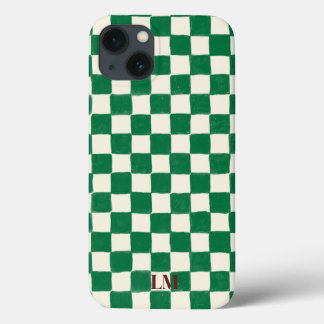 チェック柄グリーンのカスタムフォンケース iPhone 13ケース