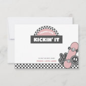 チェック柄スケートボードのグルービーな誕生日 サンキューカード (正面)