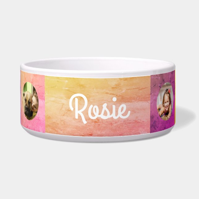 チェック柄セラミック犬用食器 - HAMbWG ボウル (正面)