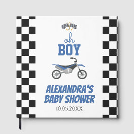 チェック柄ダートバイクベビーシャワーおめでとうございます ゲストブック