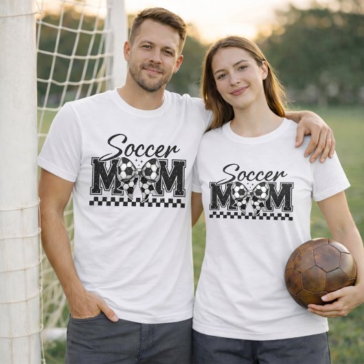 チェック柄リボンのサッカーママデザインTシャツ Tシャツ