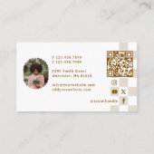 チェック柄 ソーシャルメディアインフルエンサー 写真 QR 名刺 (裏面)