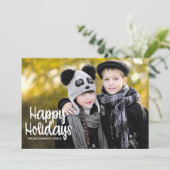 チェック柄 タイポグラフィ 大きな写真 ホリデー フラット カード (スタンド正面)