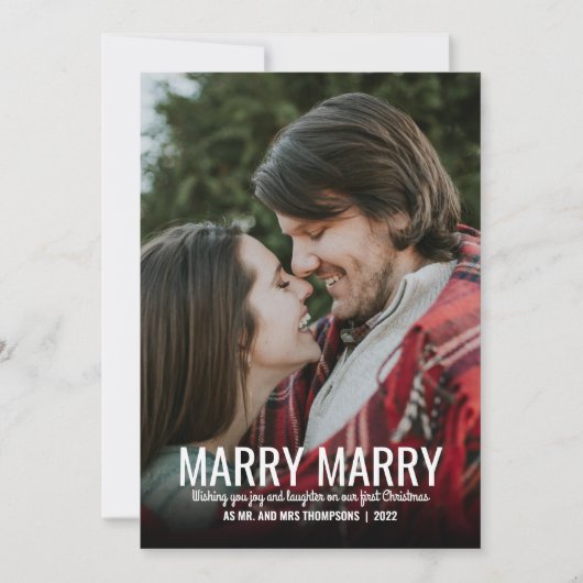 チェック柄 赤 結婚おめでとう 新婚夫婦 写真 クリスマス (正面)