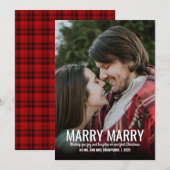 チェック柄 赤 結婚おめでとう 新婚夫婦 写真 クリスマス (正面/裏面)