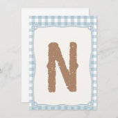 チェック柄 青 初のロデオ ハイチェア フラグ N 招待状 (正面/裏面)