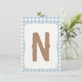 チェック柄 青 初のロデオ ハイチェア フラグ N 招待状 (スタンド正面)