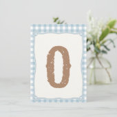 チェック柄 青 初デビュー 高椅子 フラグ O 招待状 (スタンド正面)