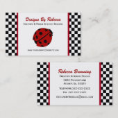 チェック模様のてんとう虫の名刺 名刺 (正面/裏面)