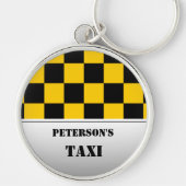 チェック模様のタクシーのモノグラム キーホルダー (正面)