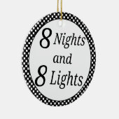 チェック模様のハヌカー セラミックオーナメント (右)