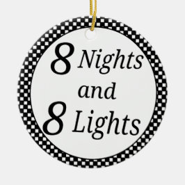 チェック模様のハヌカー セラミックオーナメント