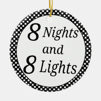 チェック模様のハヌカー セラミックオーナメント