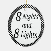 チェック模様のハヌカー セラミックオーナメント (左)