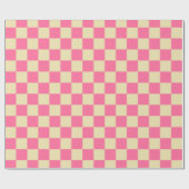チェック模様のピンクおよびベージュ色 ラッピングペーパー (フラット)