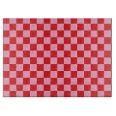 チェック模様のピンクおよび赤 カッティングボード (正面)