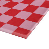 チェック模様のピンクおよび赤 カッティングボード (角)