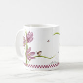 チェック模様のユリのマグ コーヒーマグカップ (正面左)