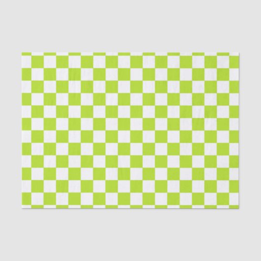 チェック模様のライムグリーンおよび白 薄葉紙 (正面)