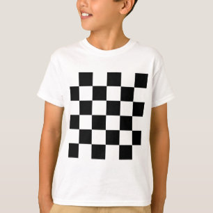 チェック模様の大きい-白黒 Tシャツ