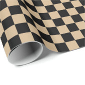 チェック模様の大きい-黒およびタン ラッピングペーパー (ロールコーナー)
