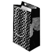 チェック模様の旗のギフトバッグ スモールペーパーバッグ (正面アングル)