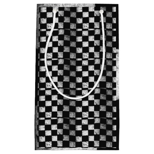 チェック模様の旗のギフトバッグ スモールペーパーバッグ (正面)