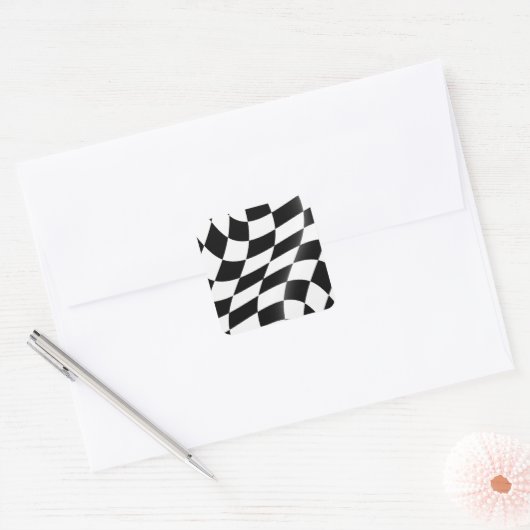 チェック模様の旗のステッカー スクエアシール (封筒)