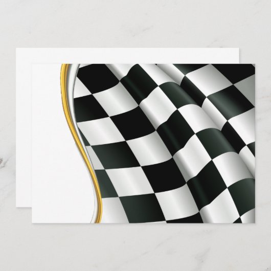 チェック模様の旗の招待状 招待状 (正面/裏面)