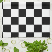 チェック模様の旗パターン大きい黒の競争 キッチンタオル (折り畳み)