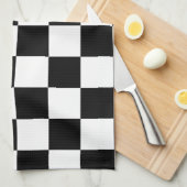 チェック模様の旗パターン大きい黒の競争 キッチンタオル (四つ折り)