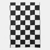 チェック模様の旗パターン大きい黒の競争 キッチンタオル (縦)