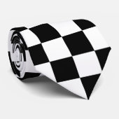チェック模様の旗パターン大きい黒の競争 ネクタイ (ロール)
