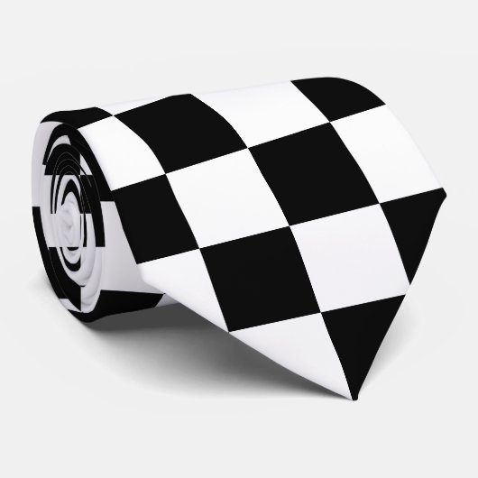 チェック模様の旗パターン大きい黒の競争 ネクタイ (ロール)