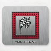 チェック模様の旗; ブラシをかけられたアルミニウム一見 マウスパッド (正面)