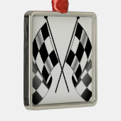 チェック模様の旗 メタルオーナメント (右)