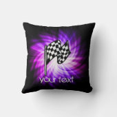 チェック模様の旗; 紫色 クッション (裏面)