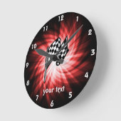 チェック模様の旗; 赤い ラウンド壁時計 (傾斜)