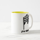 チェック模様の旗; 黄色 ツートーンマグカップ (正面右)